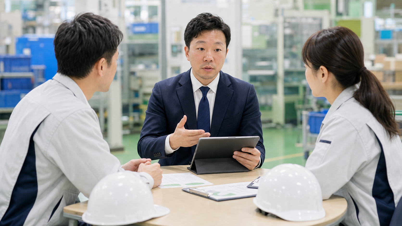 現場で身体不調サポートについて相談している様子